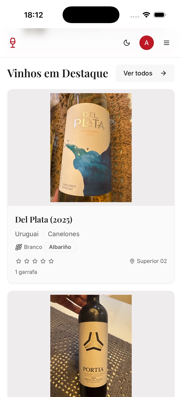 Tela de vinhos em destaque do Garrafa Certa com rótulos catalogados