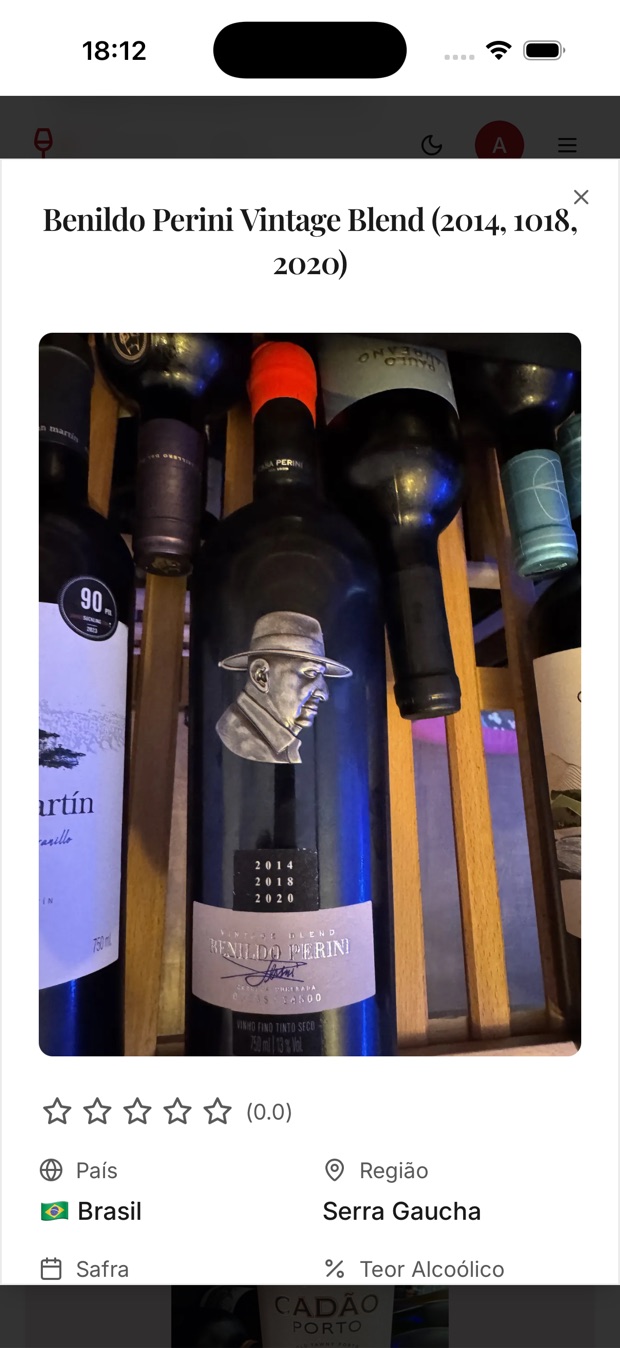 Ficha detalhada de um vinho no Garrafa Certa com foto, país, região e avaliação