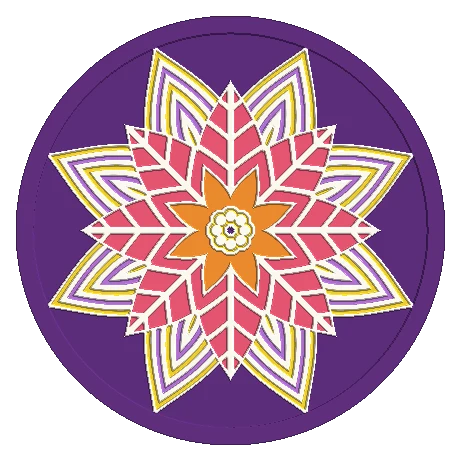 Mandala com roseta central e aro externo em contraste