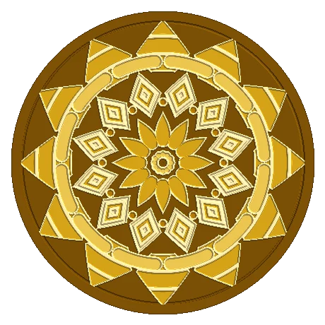 Mandala de simetria doze com arcos e gotas coloridas